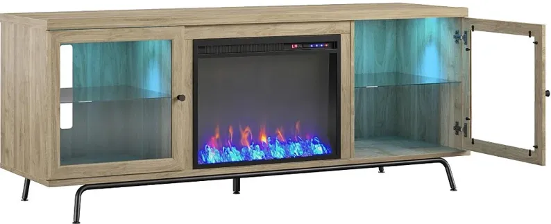 Sydney View Light Brown 70" TV Stand with Fireplace