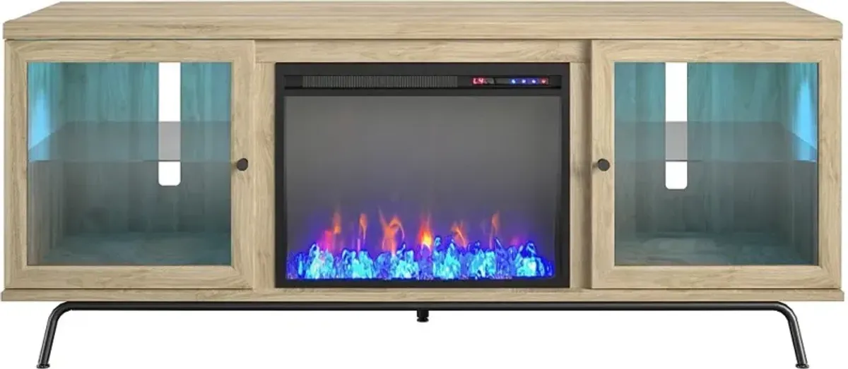 Sydney View Light Brown 70" TV Stand with Fireplace