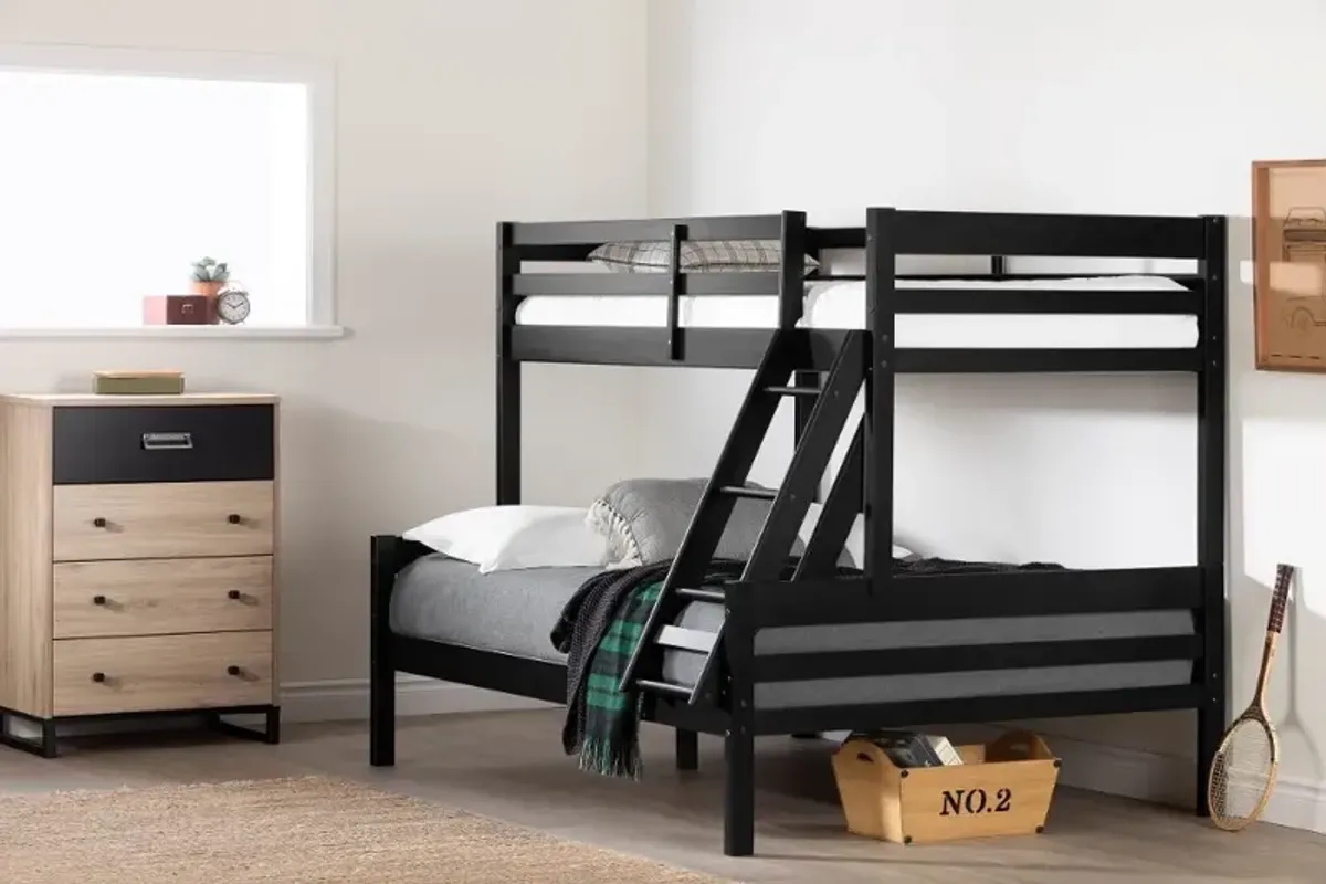 Induzy Twin Wood Bunk Beds in Matte Black - South Shore