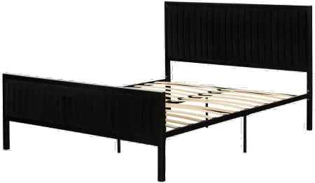 Maliza Queen Black Upholstered Metal Bed - South Shore
