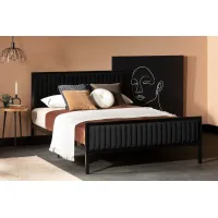 Maliza Queen Black Upholstered Metal Bed - South Shore