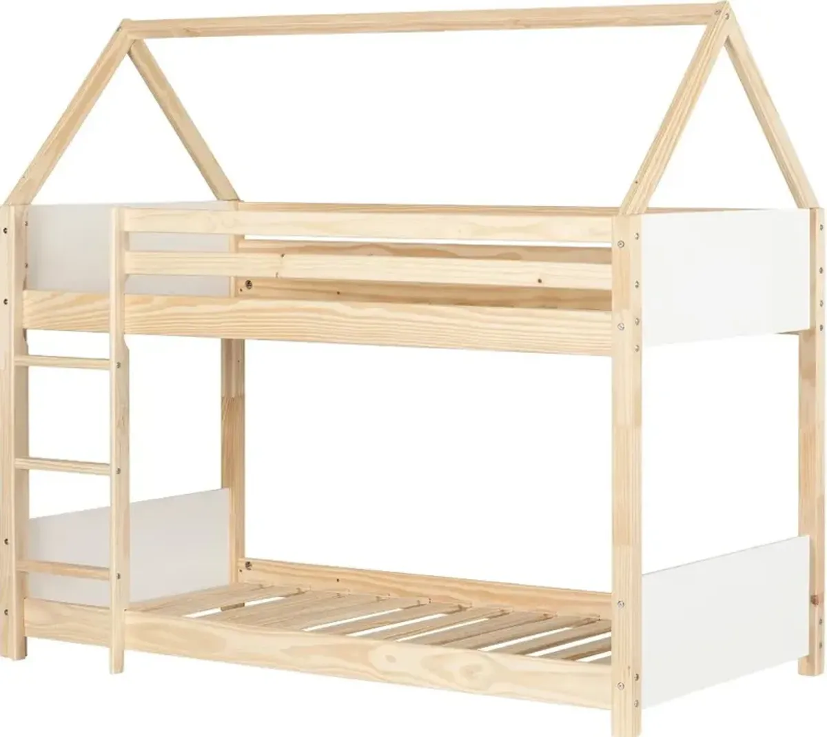 Sweedi Natural Wood Twin House Bunk Beds - South Shore