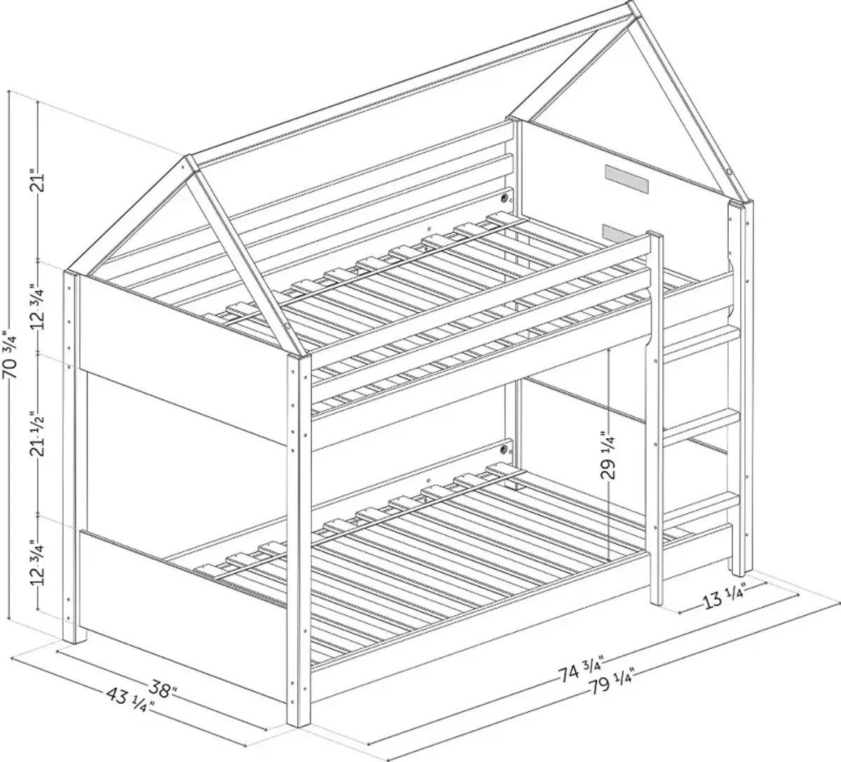 Sweedi Natural Wood Twin House Bunk Beds - South Shore