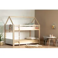 Sweedi Natural Wood Twin House Bunk Beds - South Shore