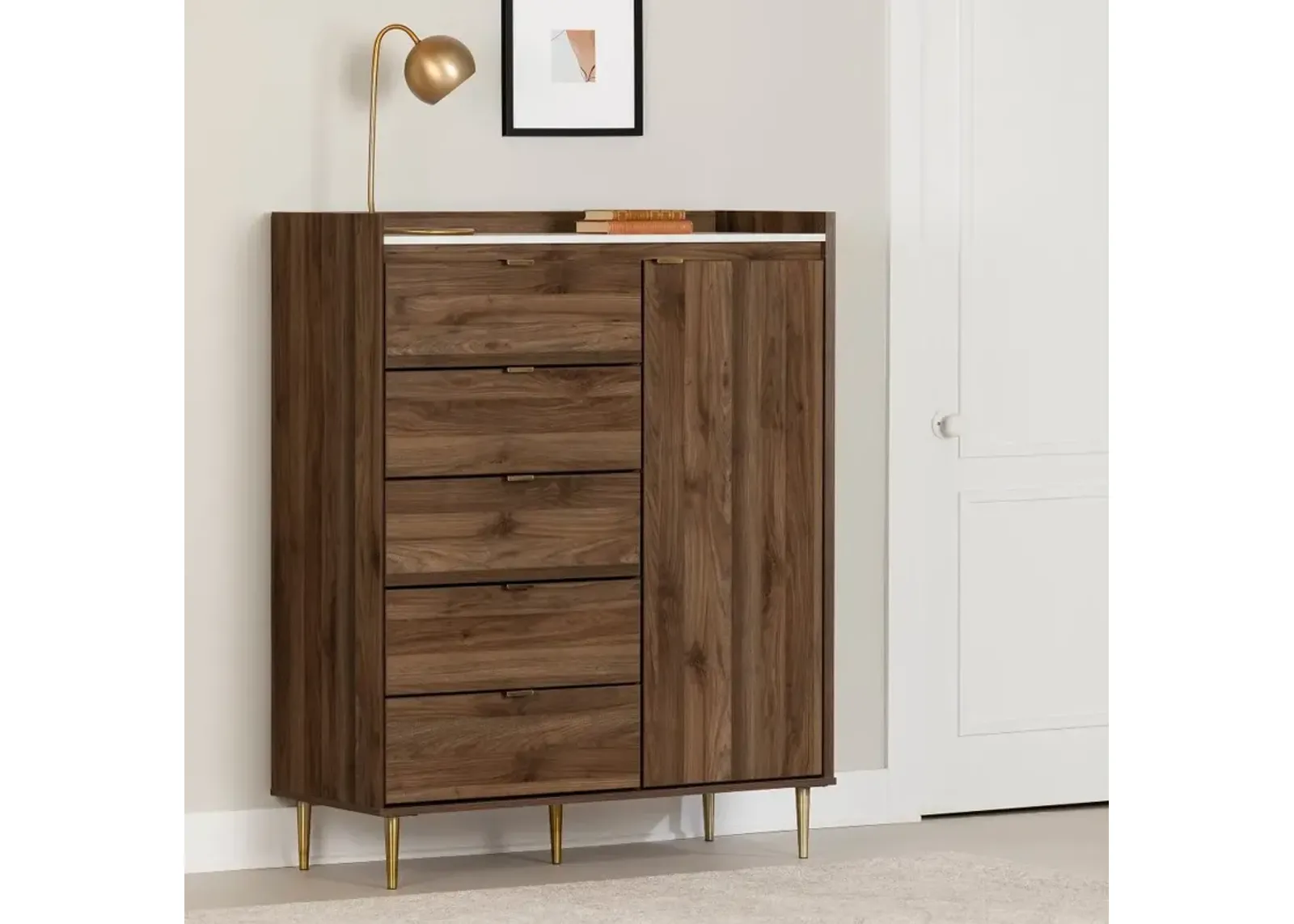 Hype Walnut Brown 5-Drawer Chest of Drawers - South Shore