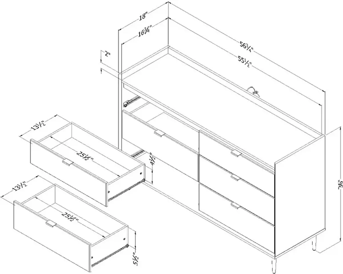 Hype White 6-Drawer Dresser - South Shore