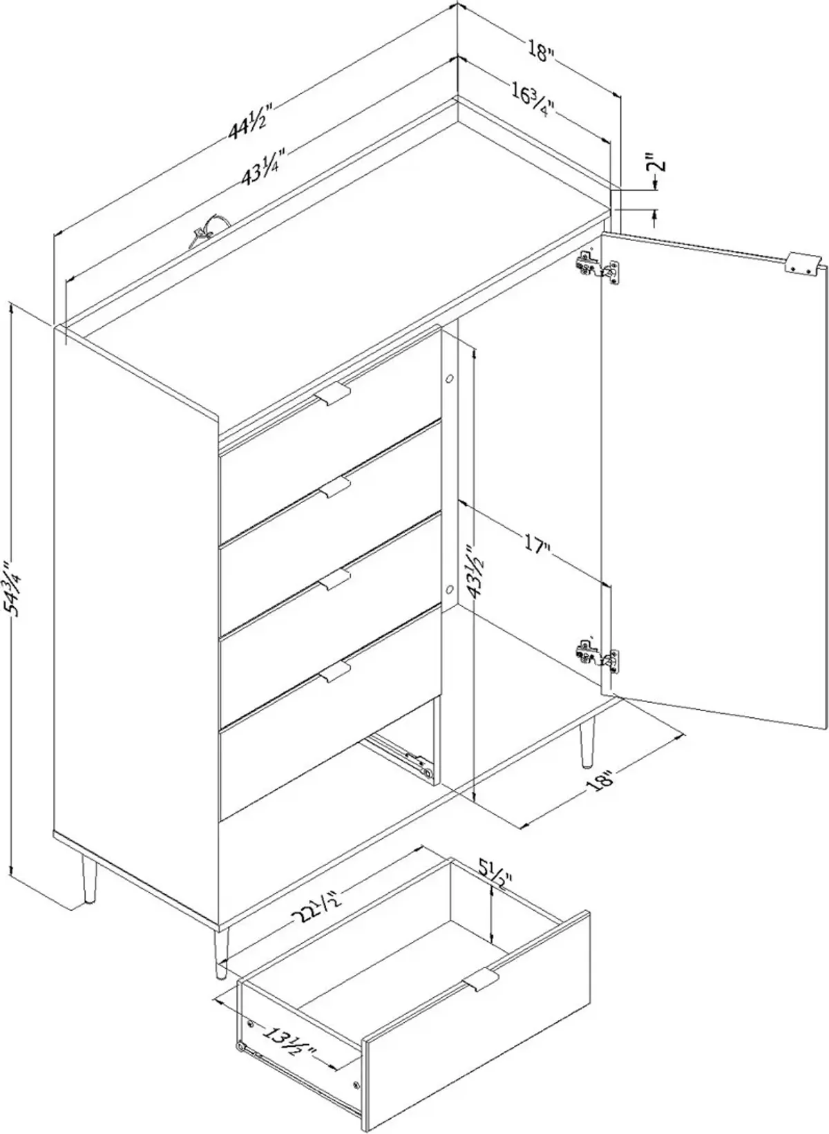 Hype White Door Chest with 5 Drawers - South Shore