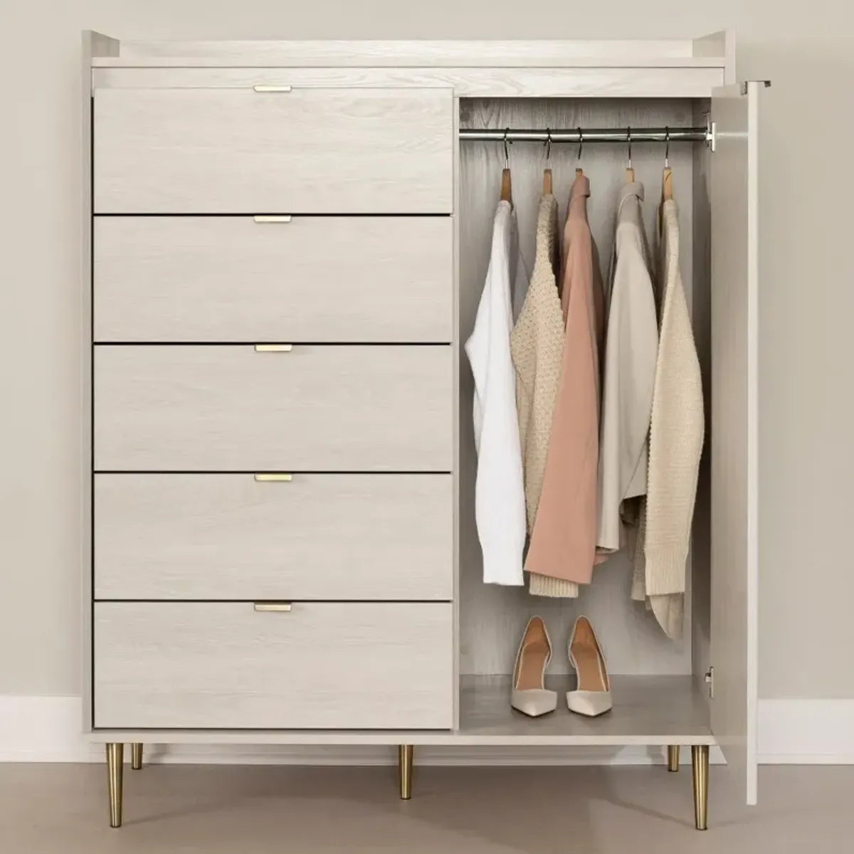 Hype White Door Chest with 5 Drawers - South Shore