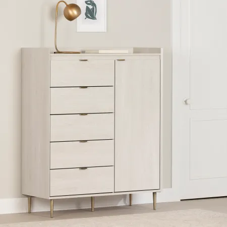 Hype White Door Chest with 5 Drawers - South Shore