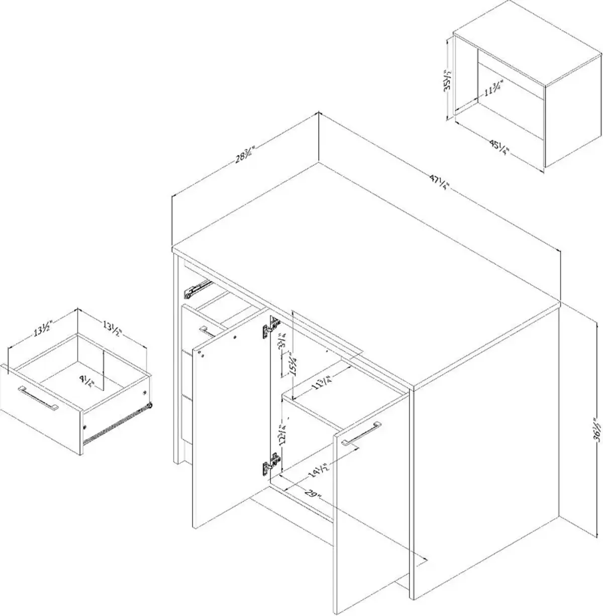 Myro Charcoal and White Kitchen Island - South Shore