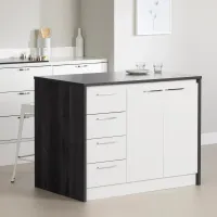 Myro Charcoal and White Kitchen Island - South Shore