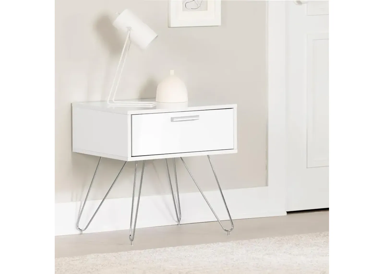 Slendel White Nightstand - South Shore