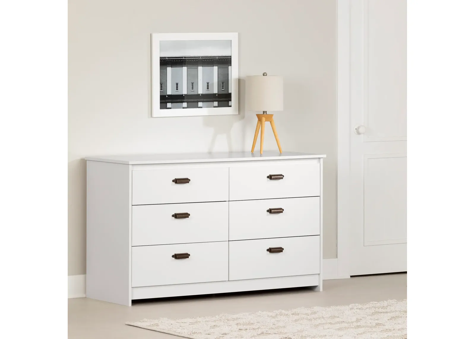 Hulric White 6-Drawer Dresser - South Shore