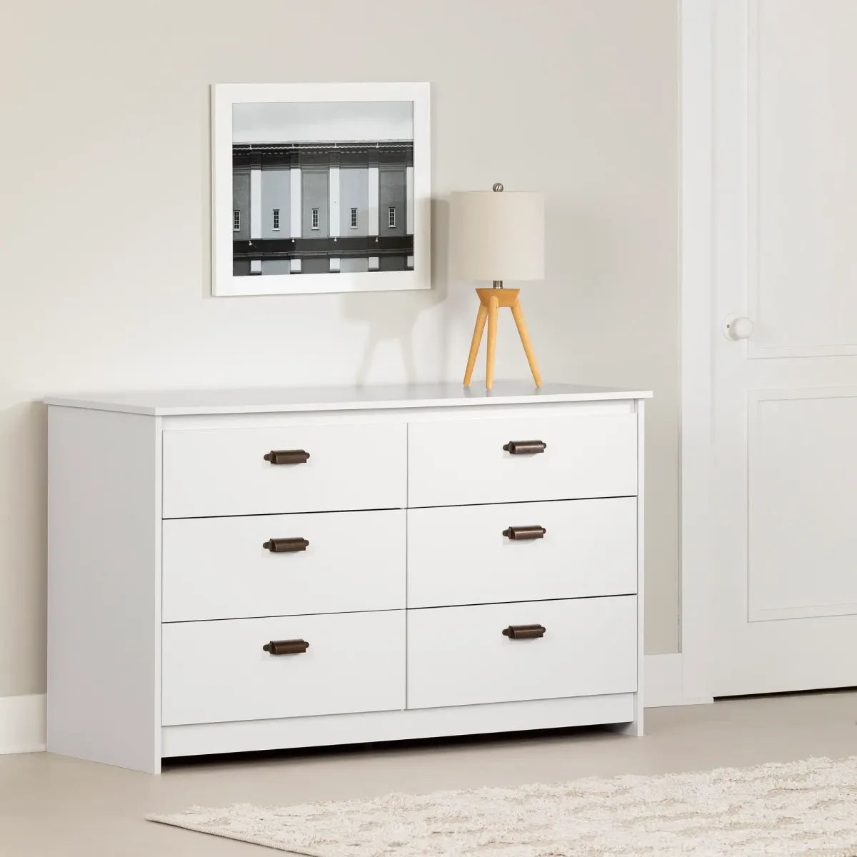 Hulric White 6-Drawer Dresser - South Shore