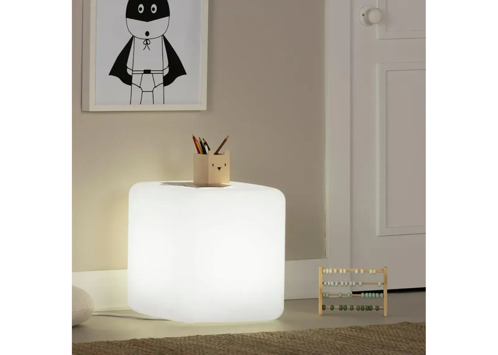 Sweedi Kids White Lighted Stool - South Shore