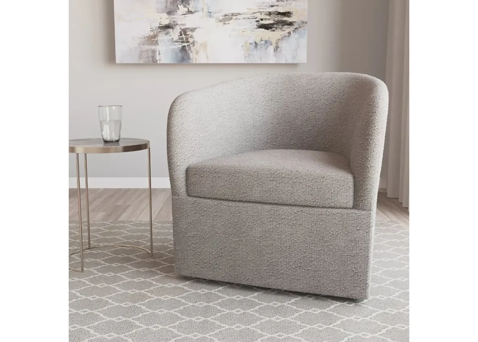 Becca Boucl Gray Swivel Chair - Skyline Furniture