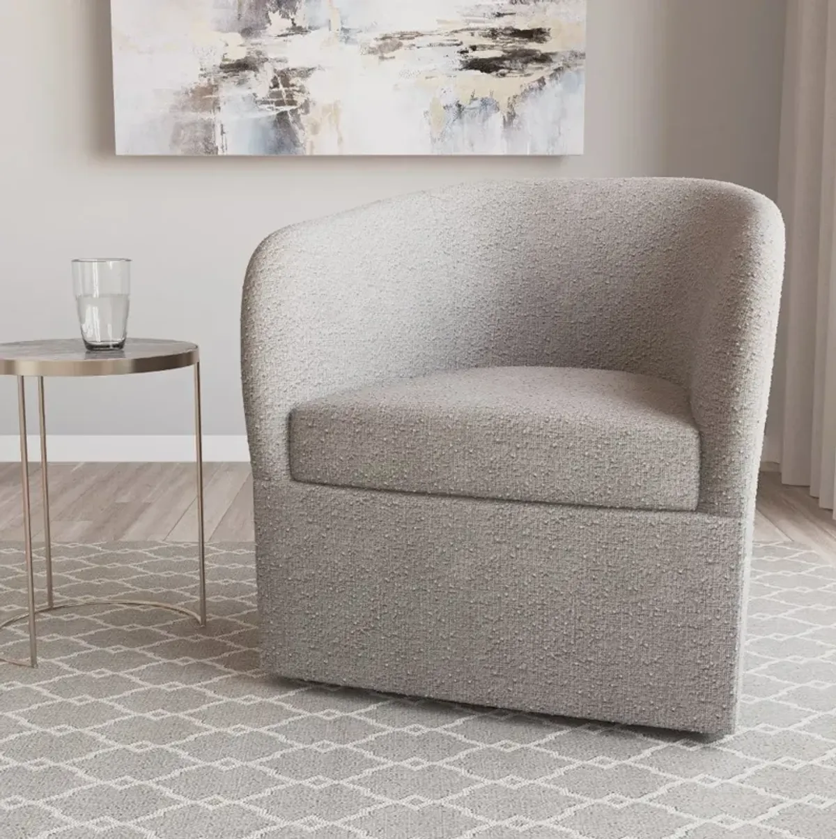 Becca Boucl Gray Swivel Chair - Skyline Furniture