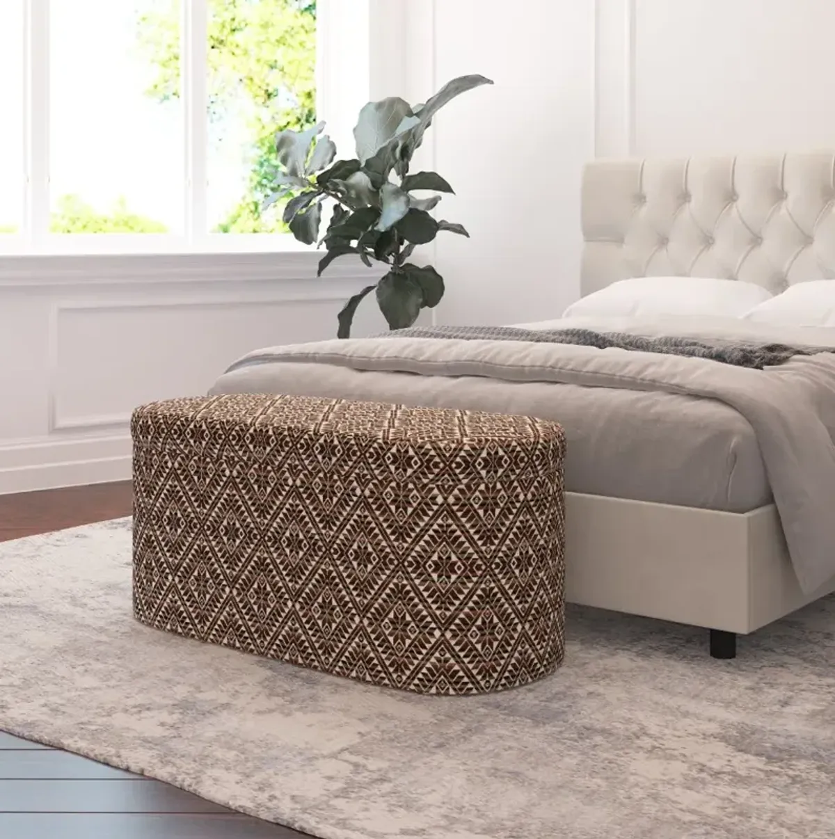 Frida Dark Diamond Storage Bench - Skyline Furniture