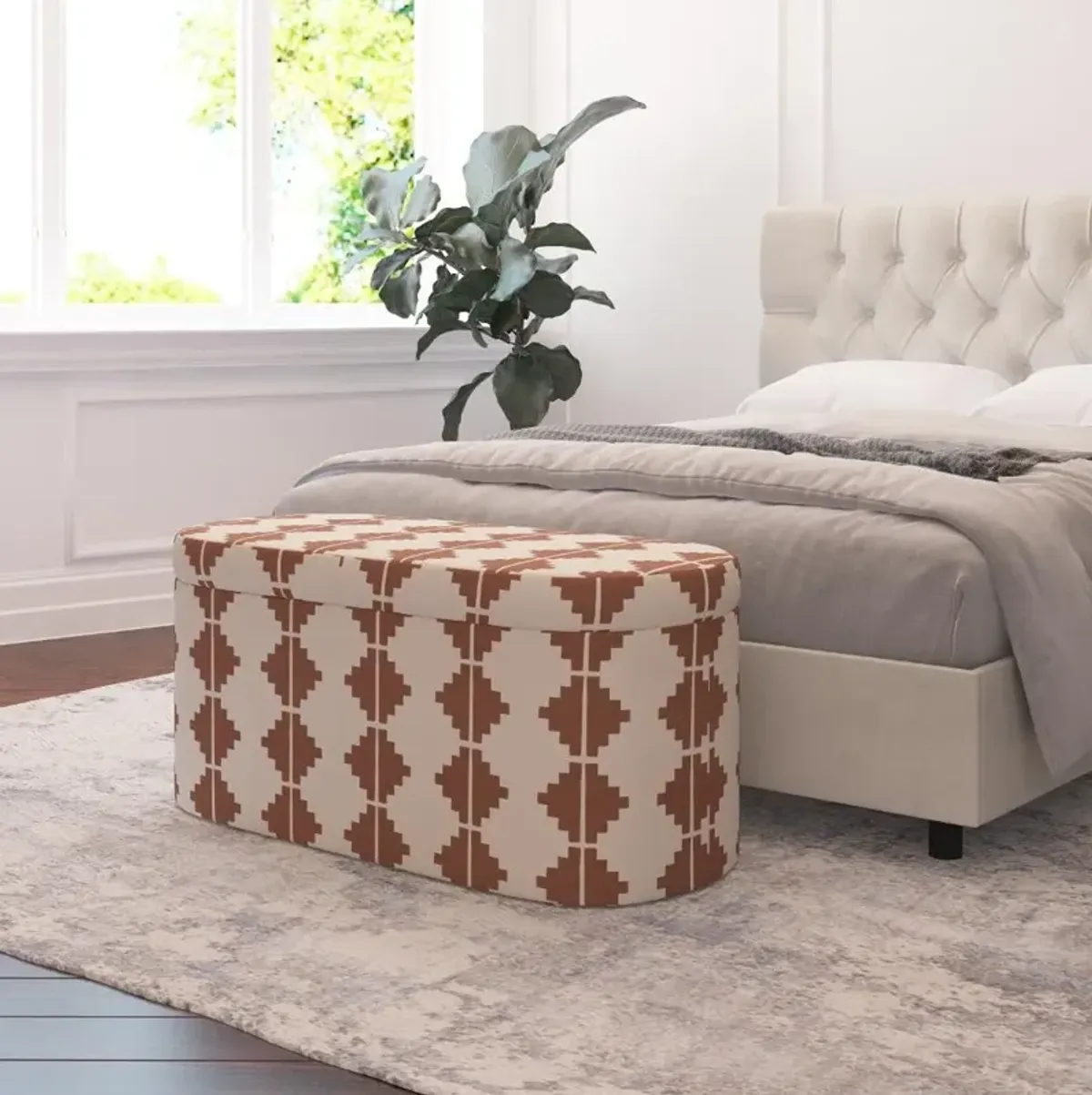 Frida Aztec Terracotta Storage Bench - Skyline Furniture