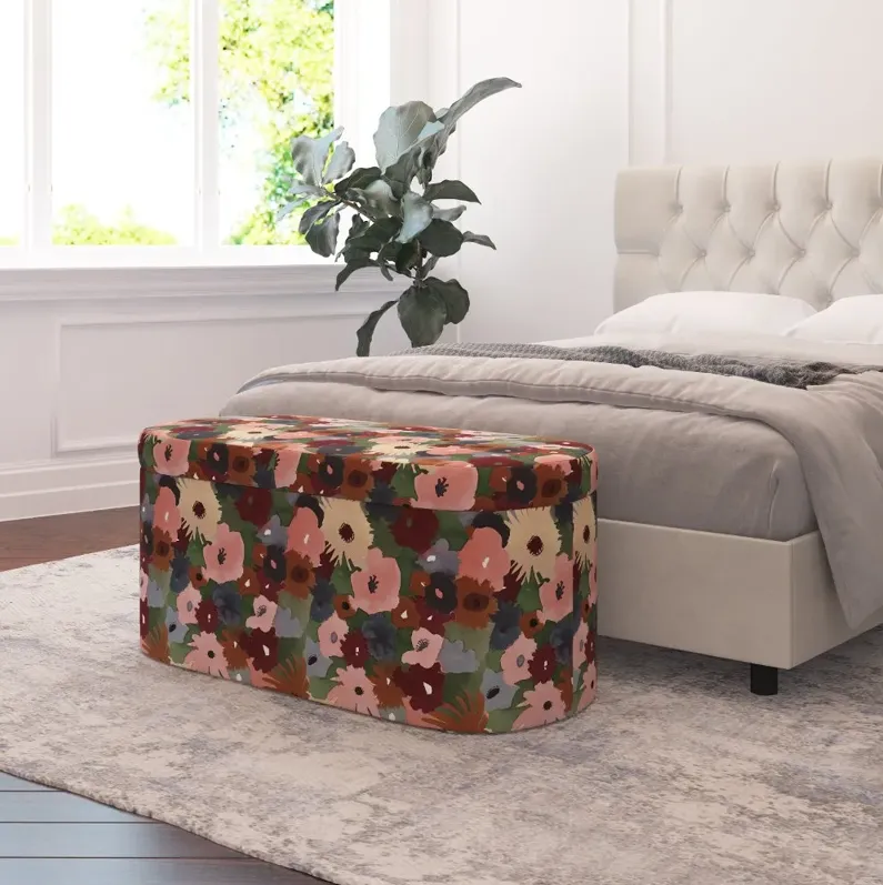 Frida Floral Plum Storage Bench - Skyline Furniture