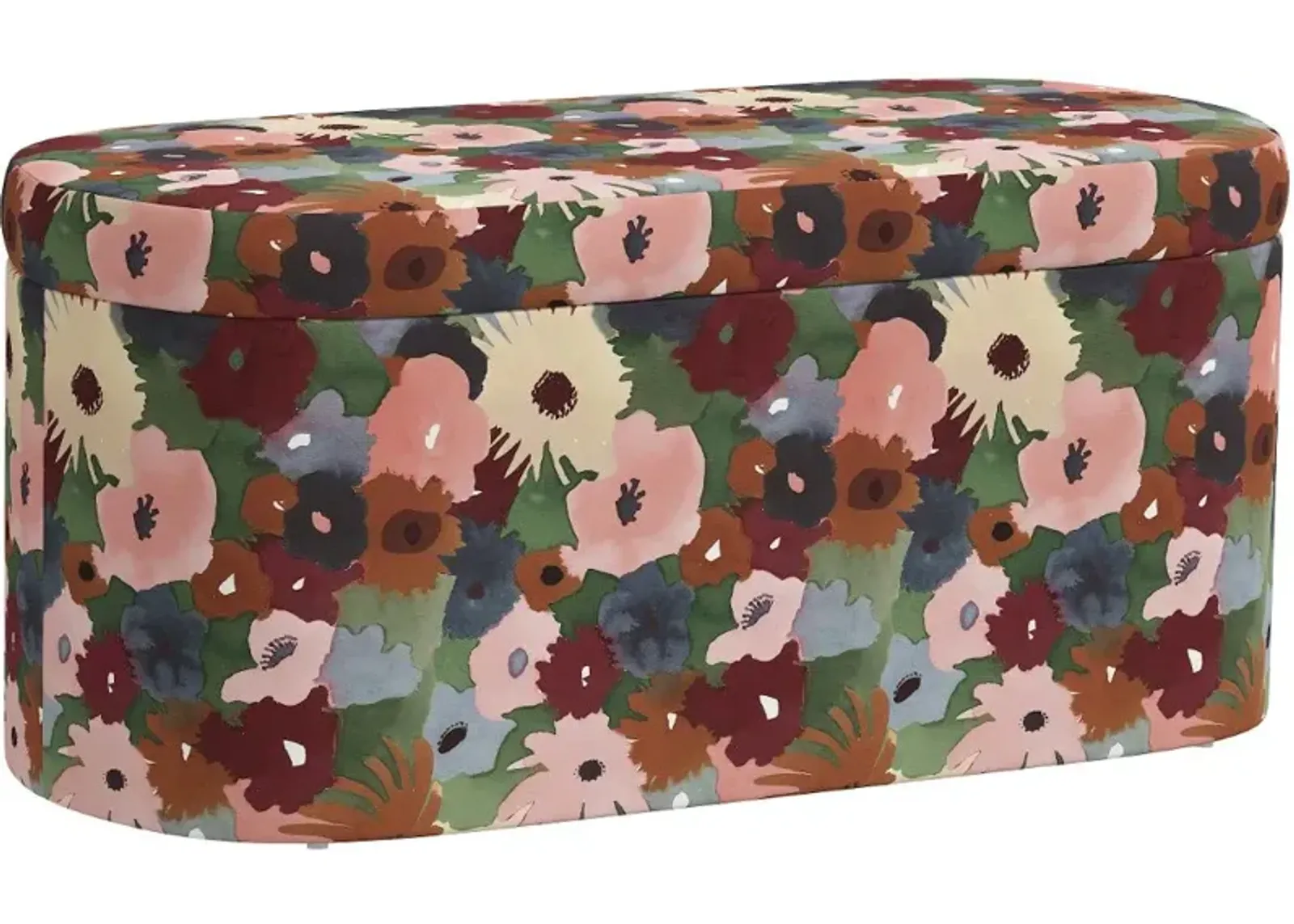 Frida Floral Plum Storage Bench - Skyline Furniture