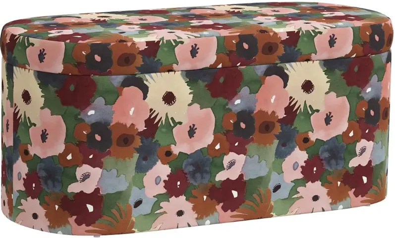 Frida Floral Plum Storage Bench - Skyline Furniture