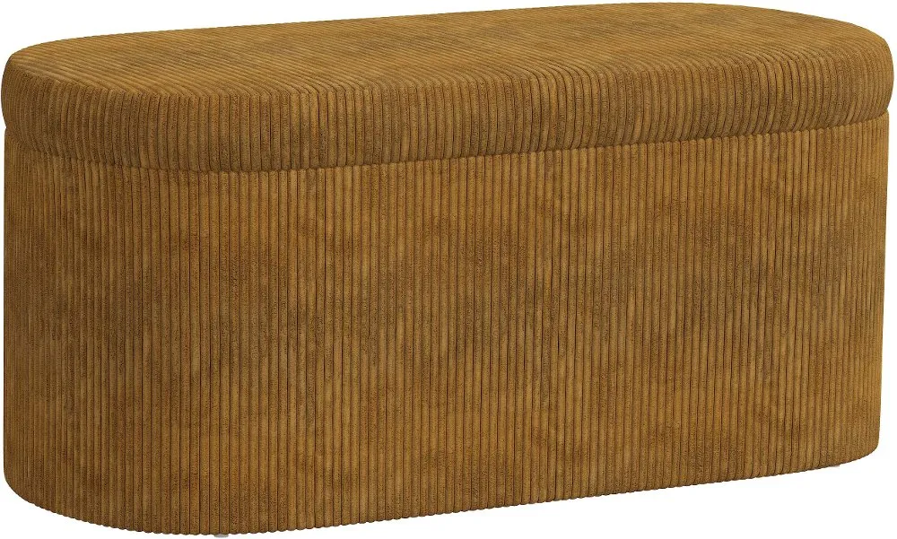 Frida Corded Velvet Amber Storage Bench - Skyline Furniture