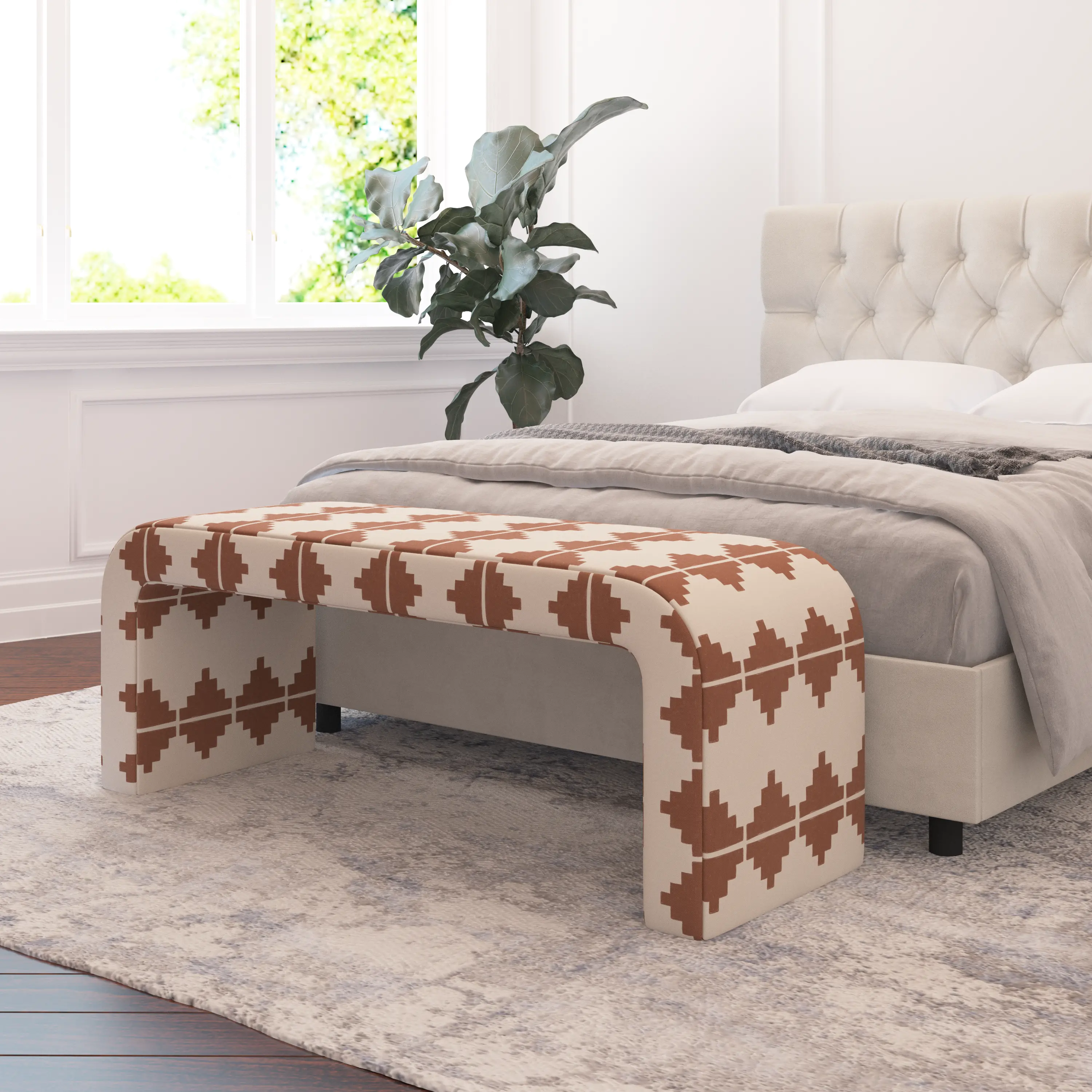 Meghan Aztec Terracotta Accent Bench - Skyline Furniture