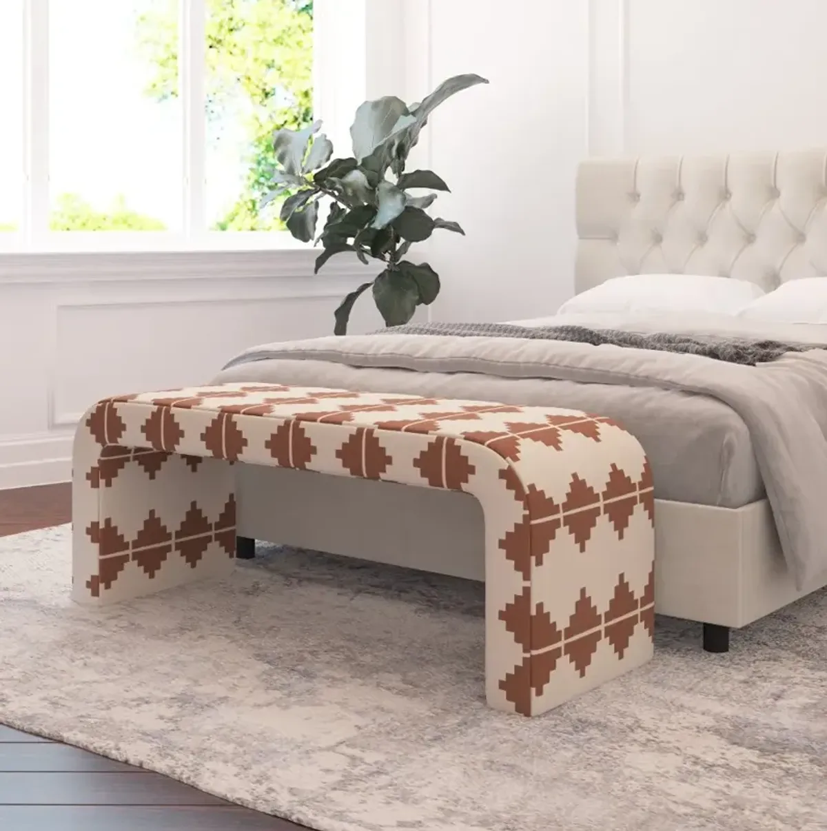 Meghan Aztec Terracotta Accent Bench - Skyline Furniture