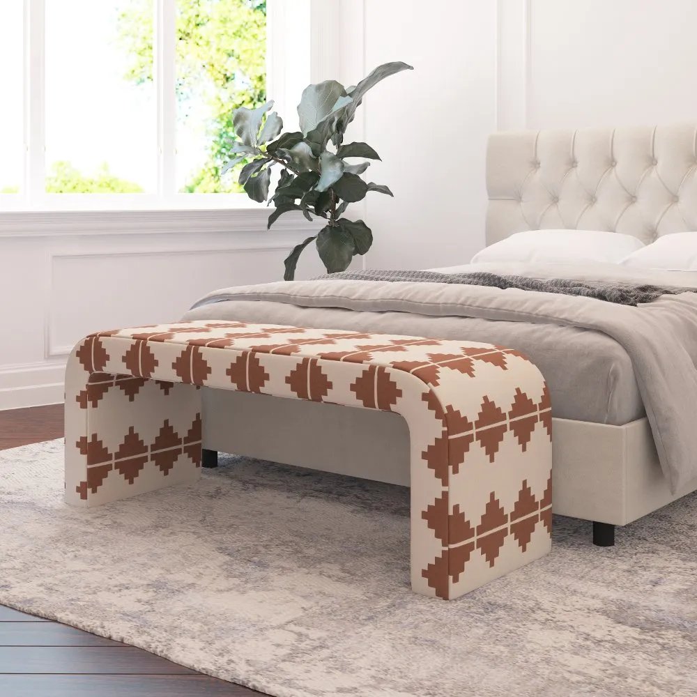 Meghan Aztec Terracotta Accent Bench - Skyline Furniture