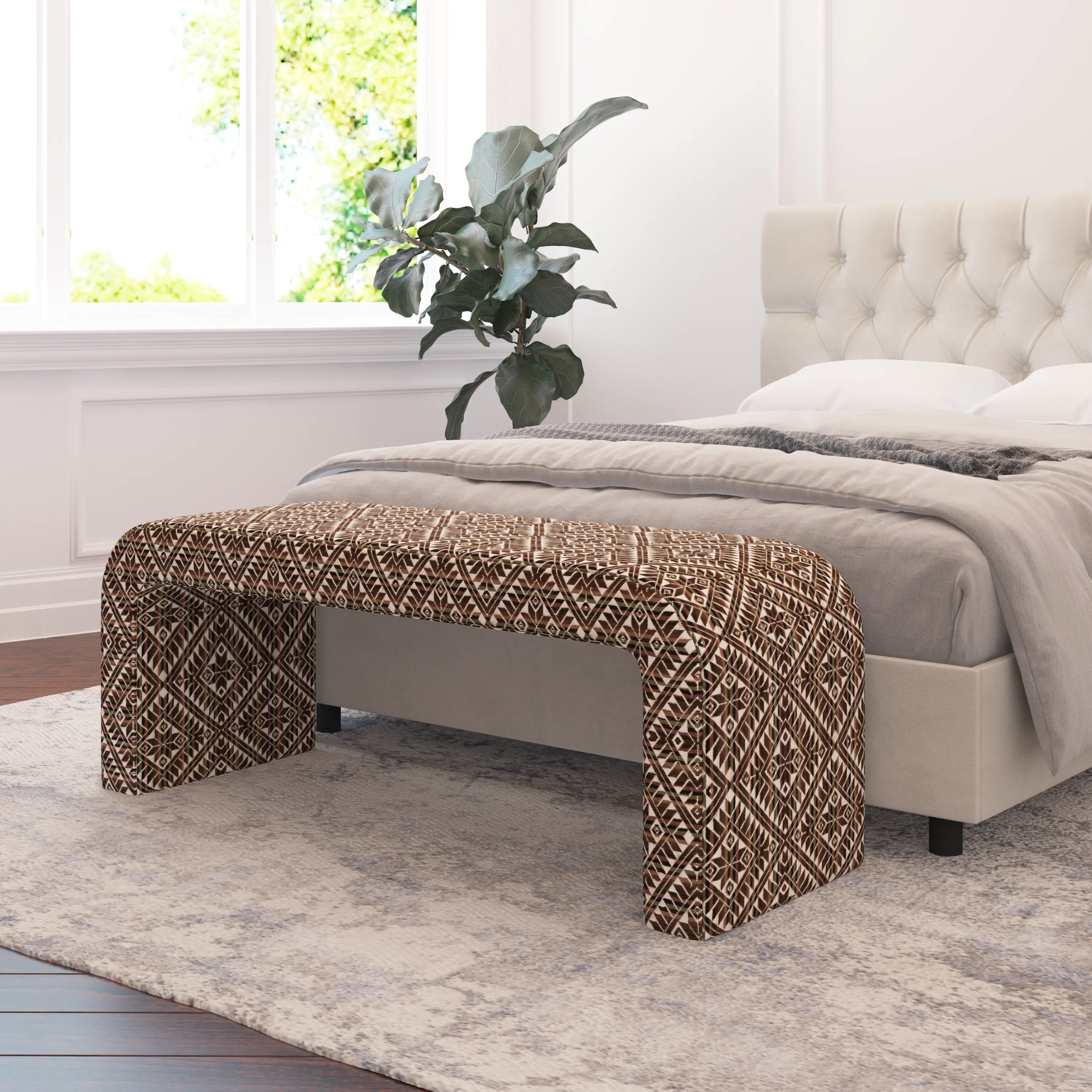 Meghan Dark Diamond Accent Bench - Skyline Furniture