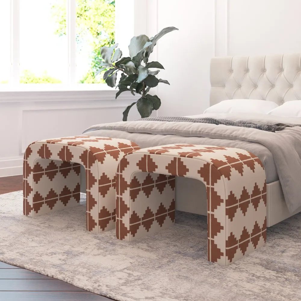 Mia Aztec Terracotta Ottoman - Skyline Furniture