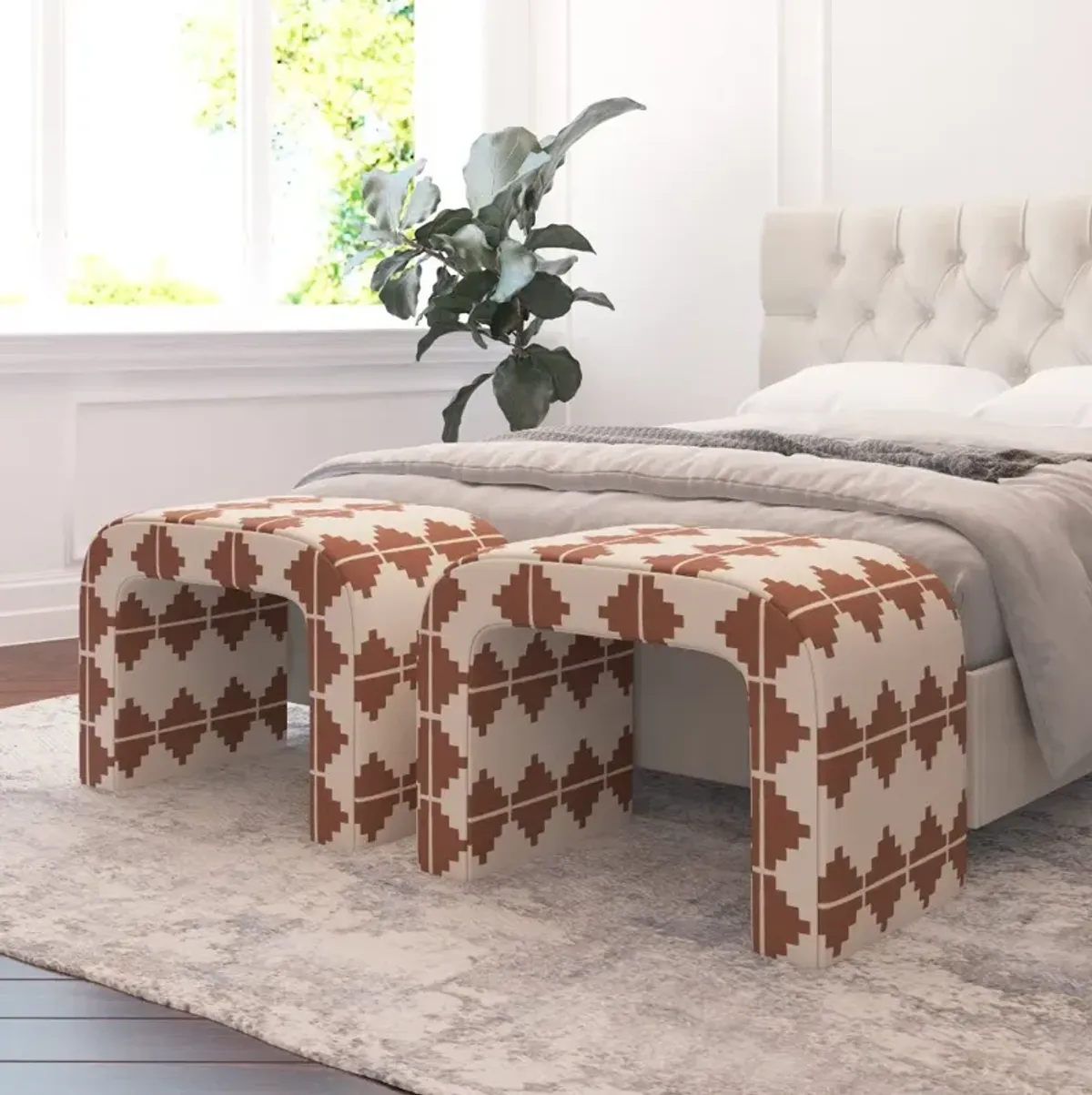 Mia Aztec Terracotta Ottoman