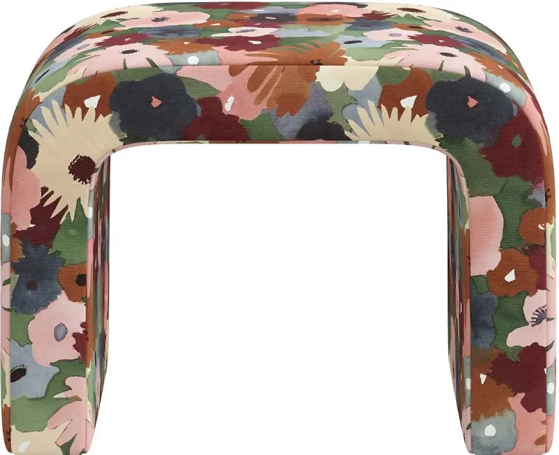 Mia Floral Plum Ottoman - Skyline Furniture