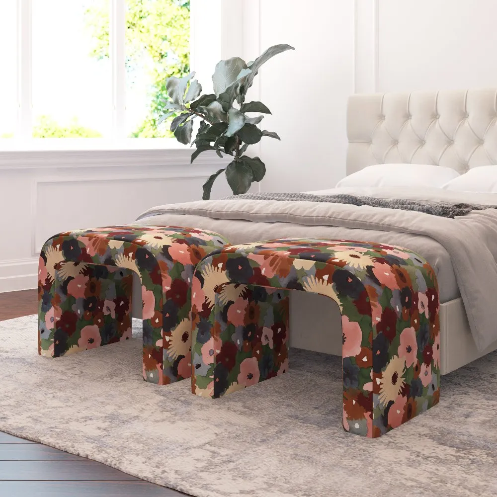 Mia Floral Plum Ottoman - Skyline Furniture