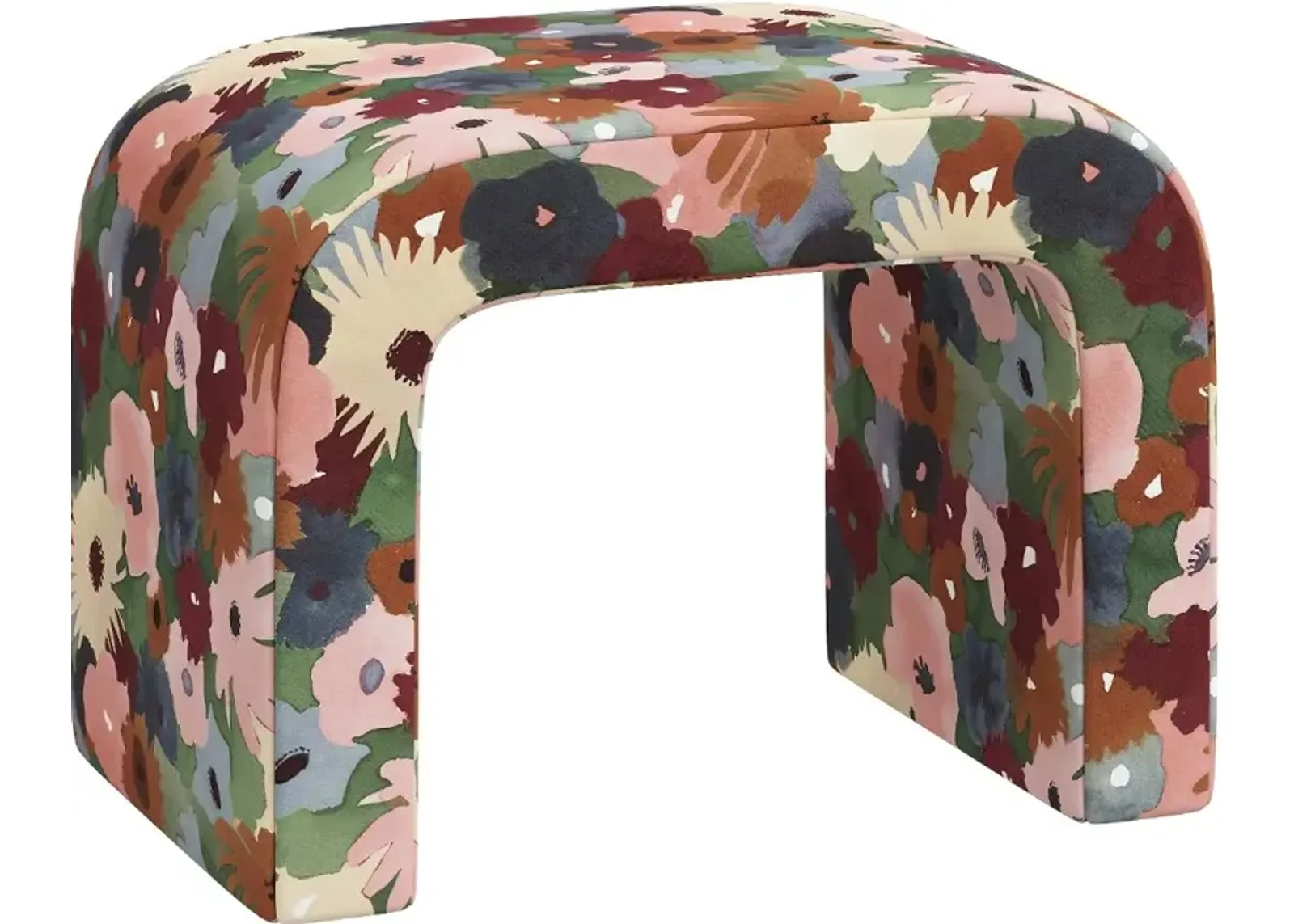 Mia Floral Plum Ottoman