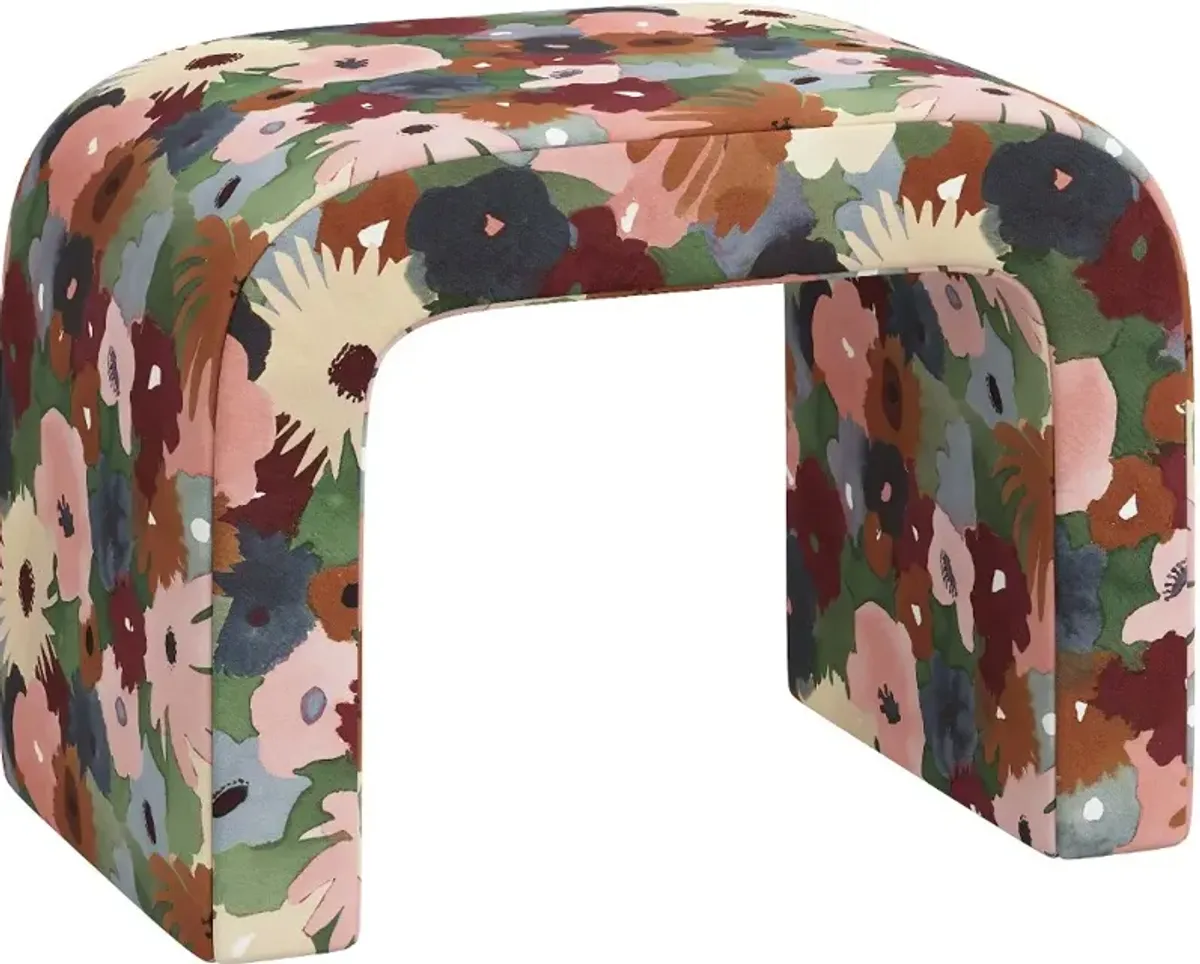 Mia Floral Plum Ottoman