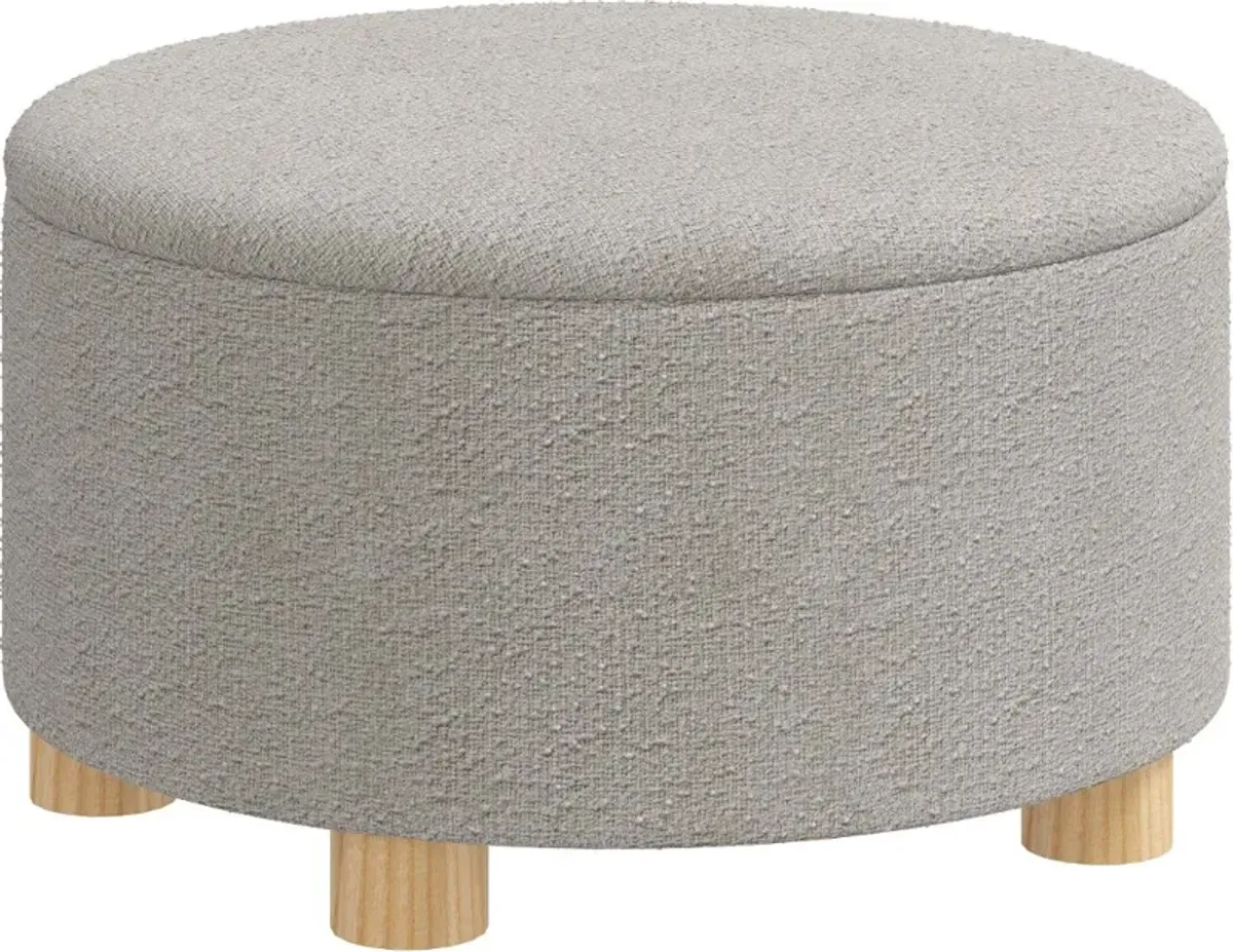 Boucl Gray Storage Ottoman - Skyline Furniture