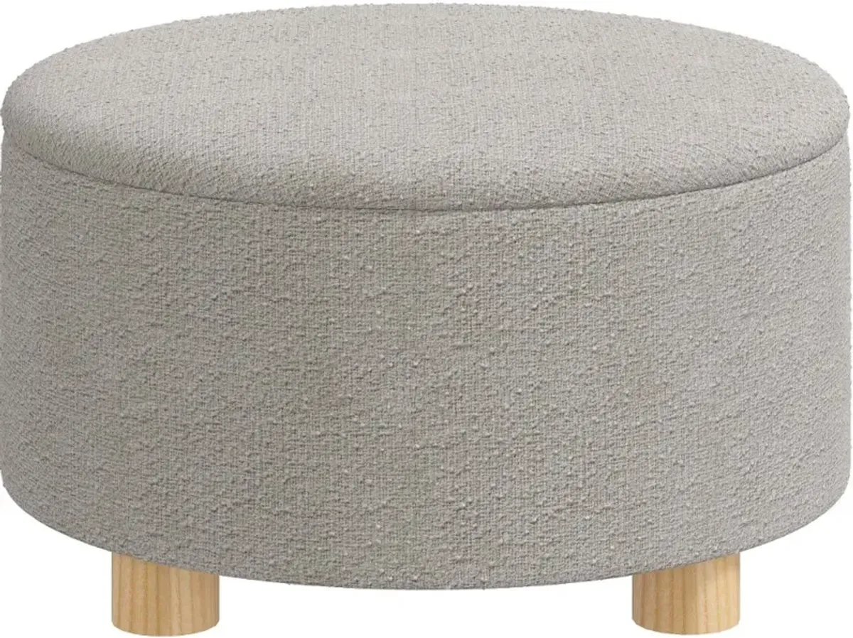 Boucl Gray Storage Ottoman - Skyline Furniture