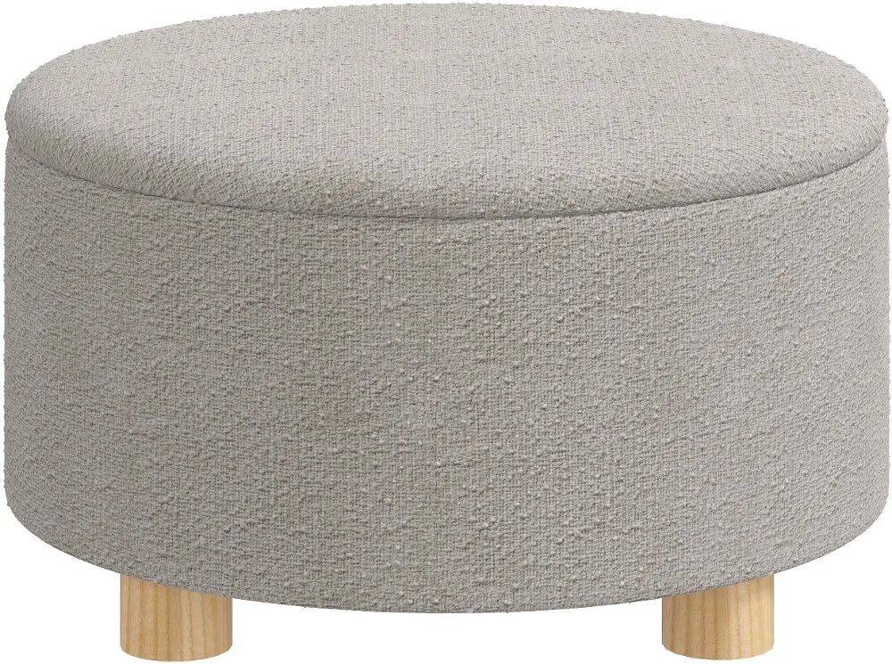 Boucl Gray Storage Ottoman - Skyline Furniture