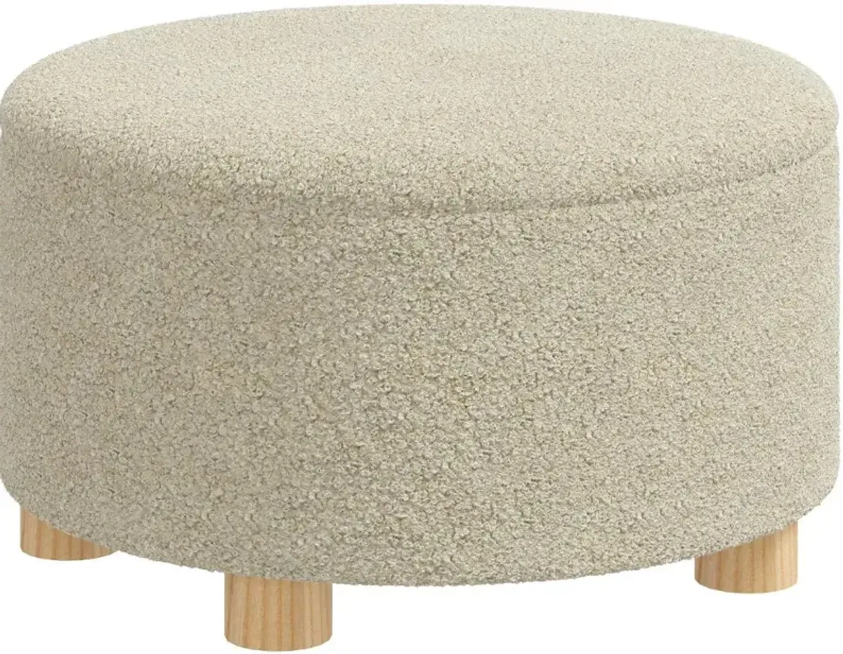 Boucl Beige Storage Ottoman - Skyline Furniture