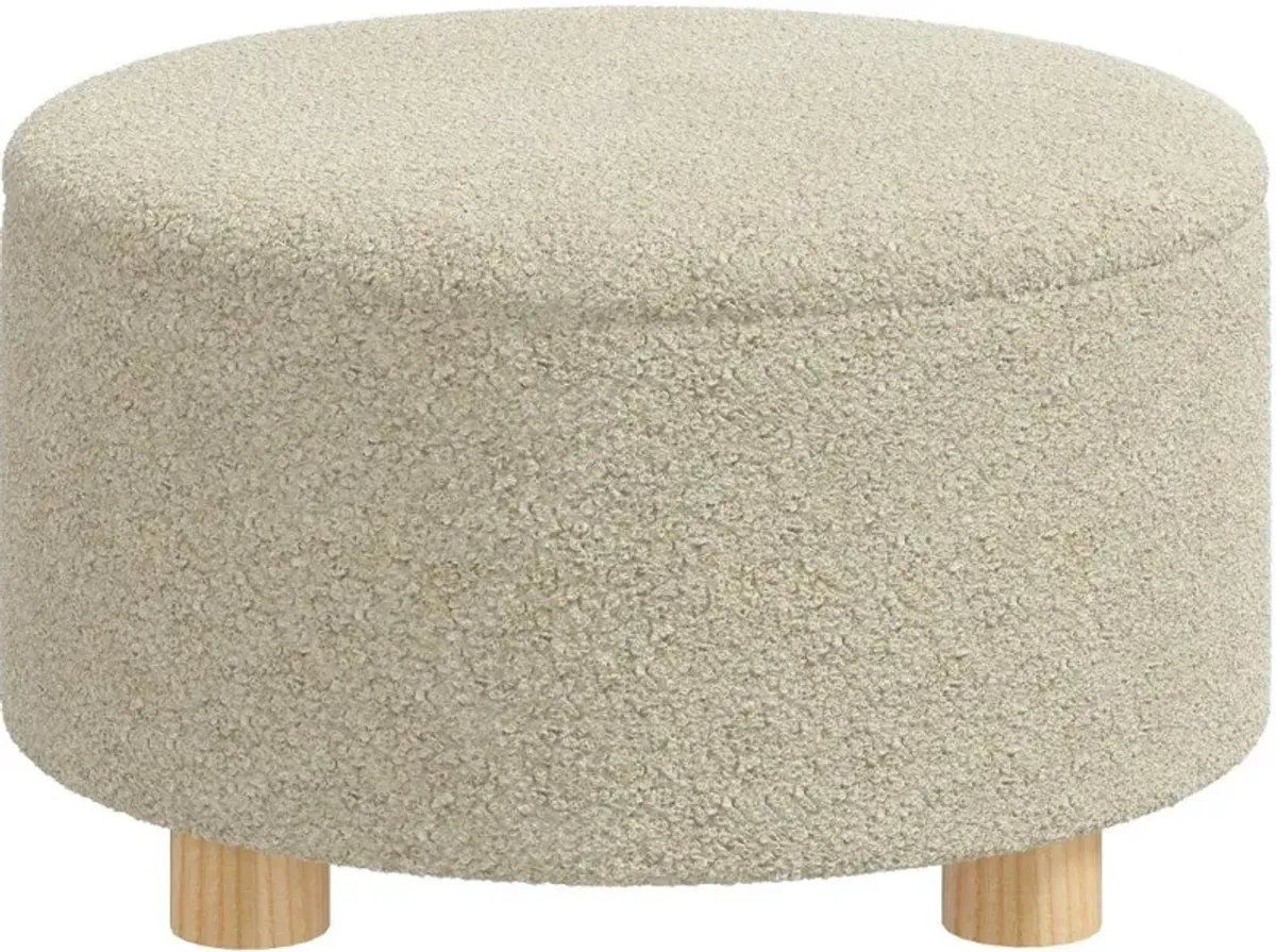 Boucl Beige Storage Ottoman - Skyline Furniture