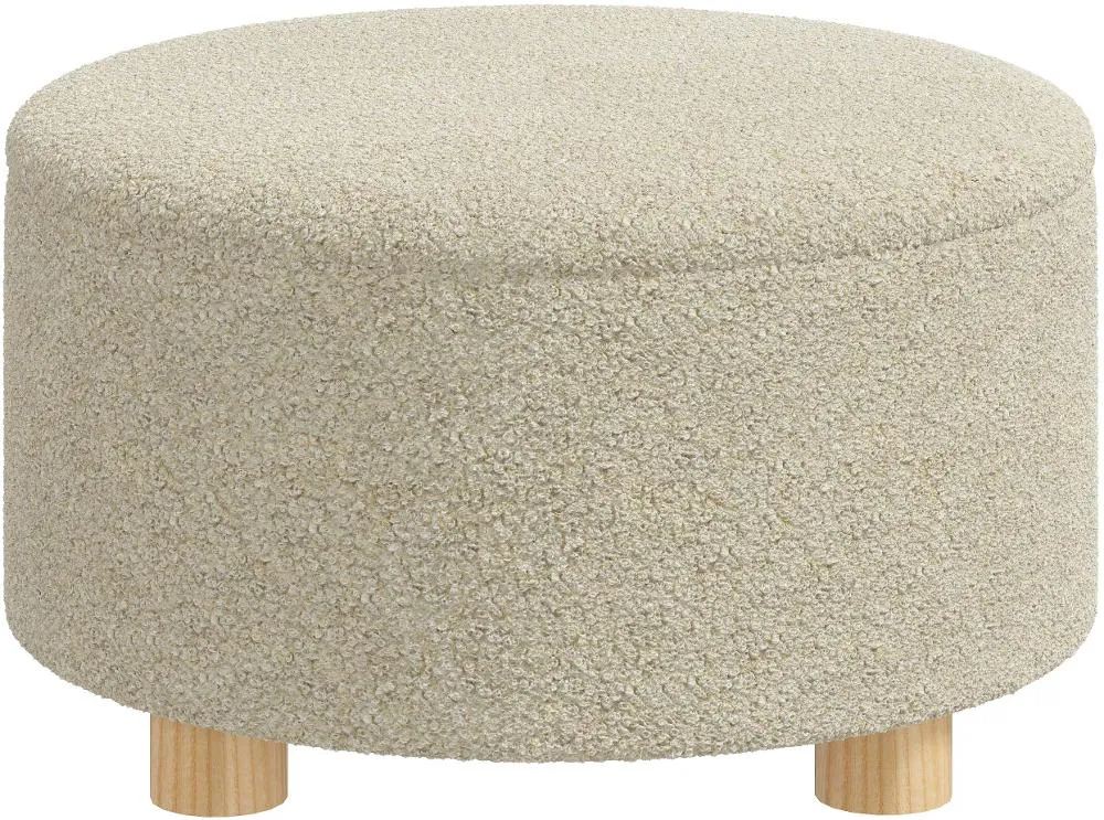 Boucl Beige Storage Ottoman - Skyline Furniture