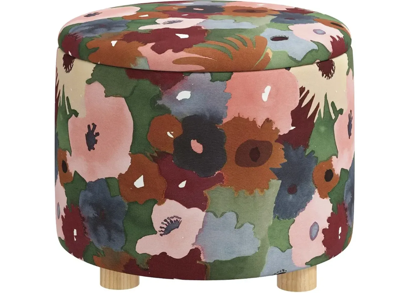 Bria Floral Plum Storage Ottoman