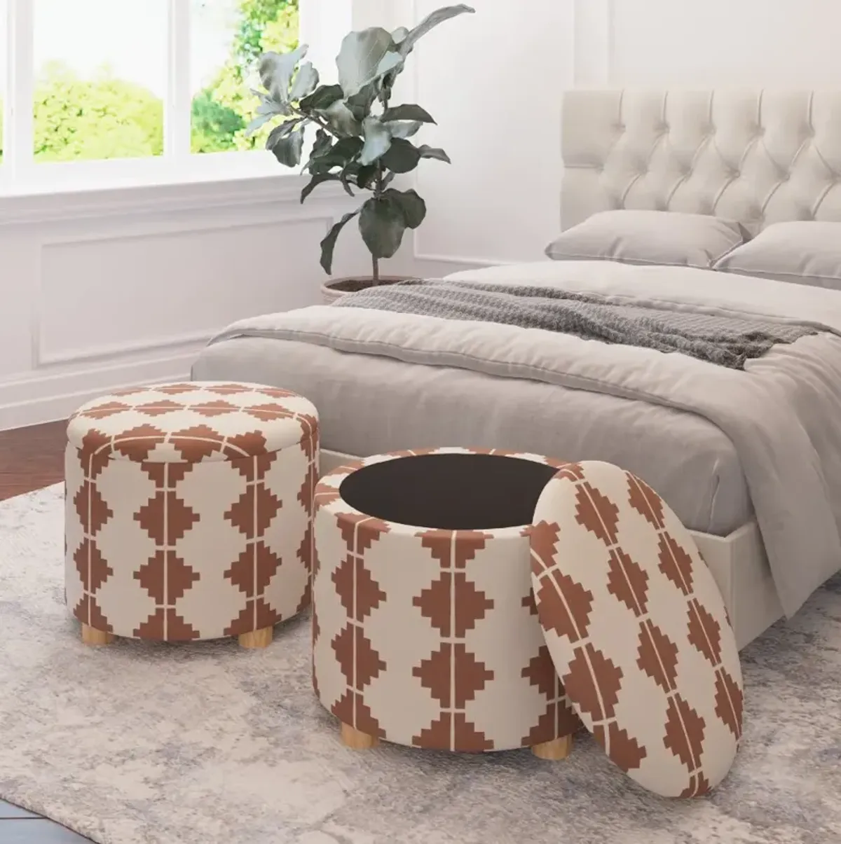 Bria Aztec Terracotta Storage Ottoman