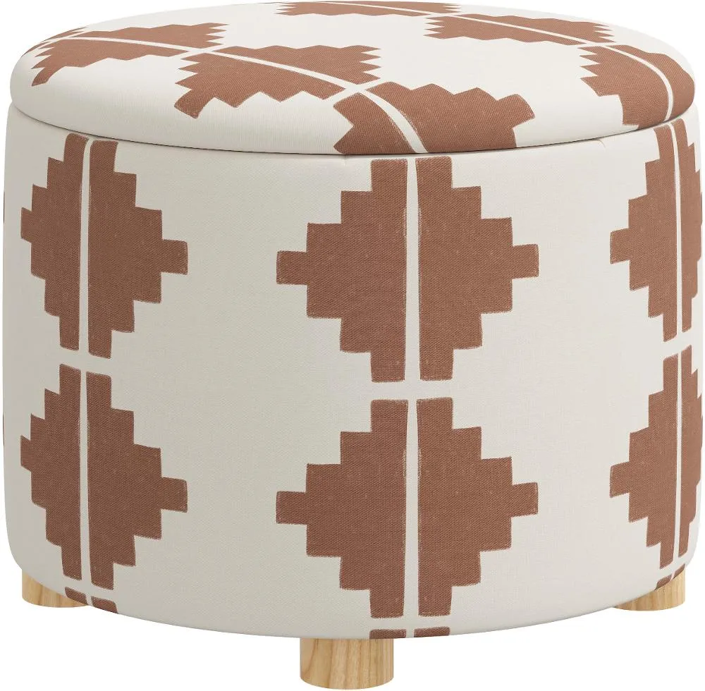 Claire Aztec Terracotta Storage Ottoman - Skyline Furniture