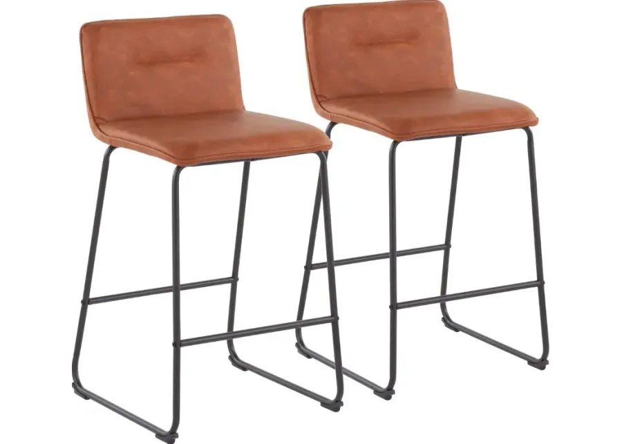 Casper Faux Leather Brown Counter Stool (Set of 2)