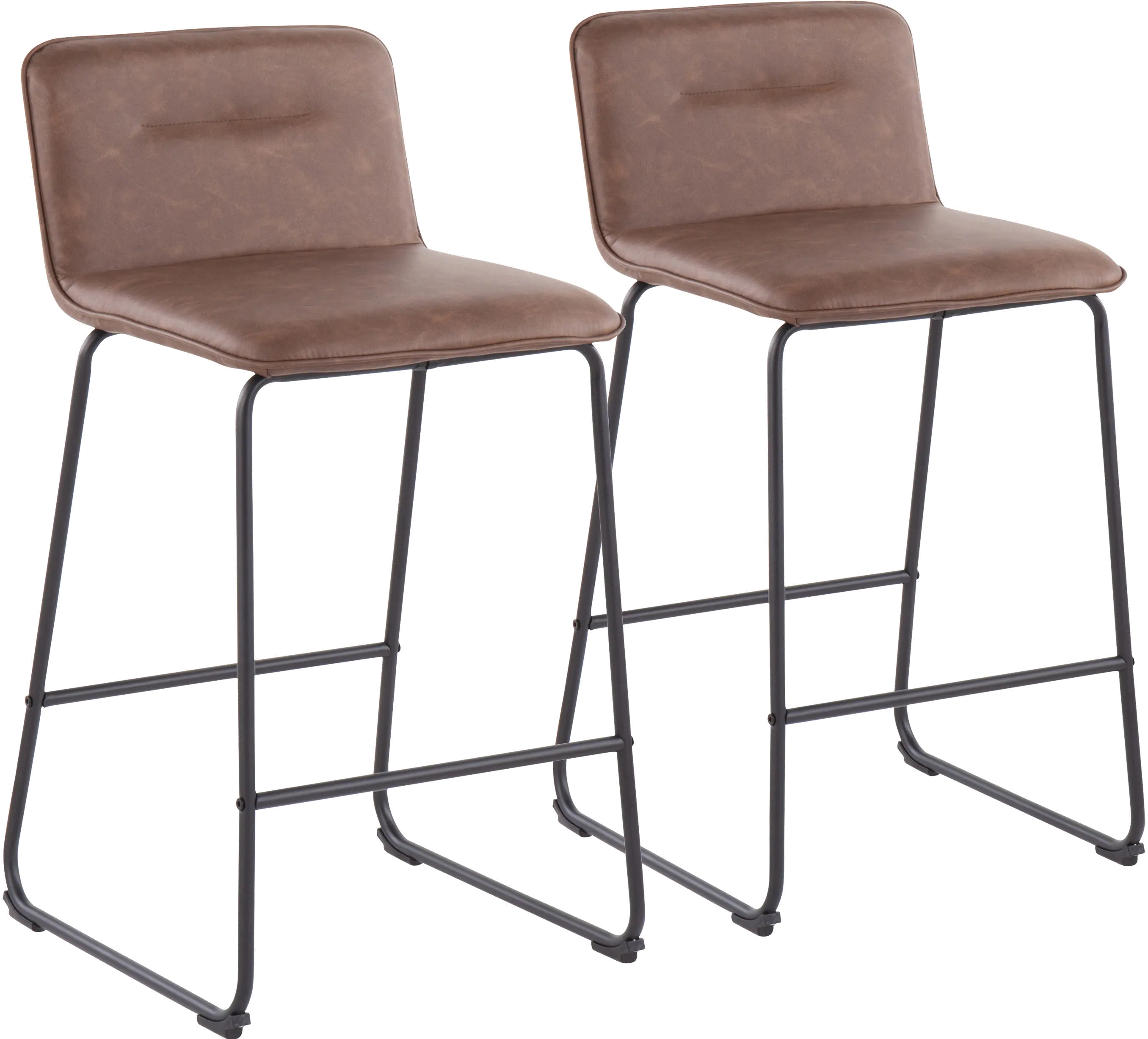 Casper Faux Leather Dark Brown Counter Stool (Set of 2)