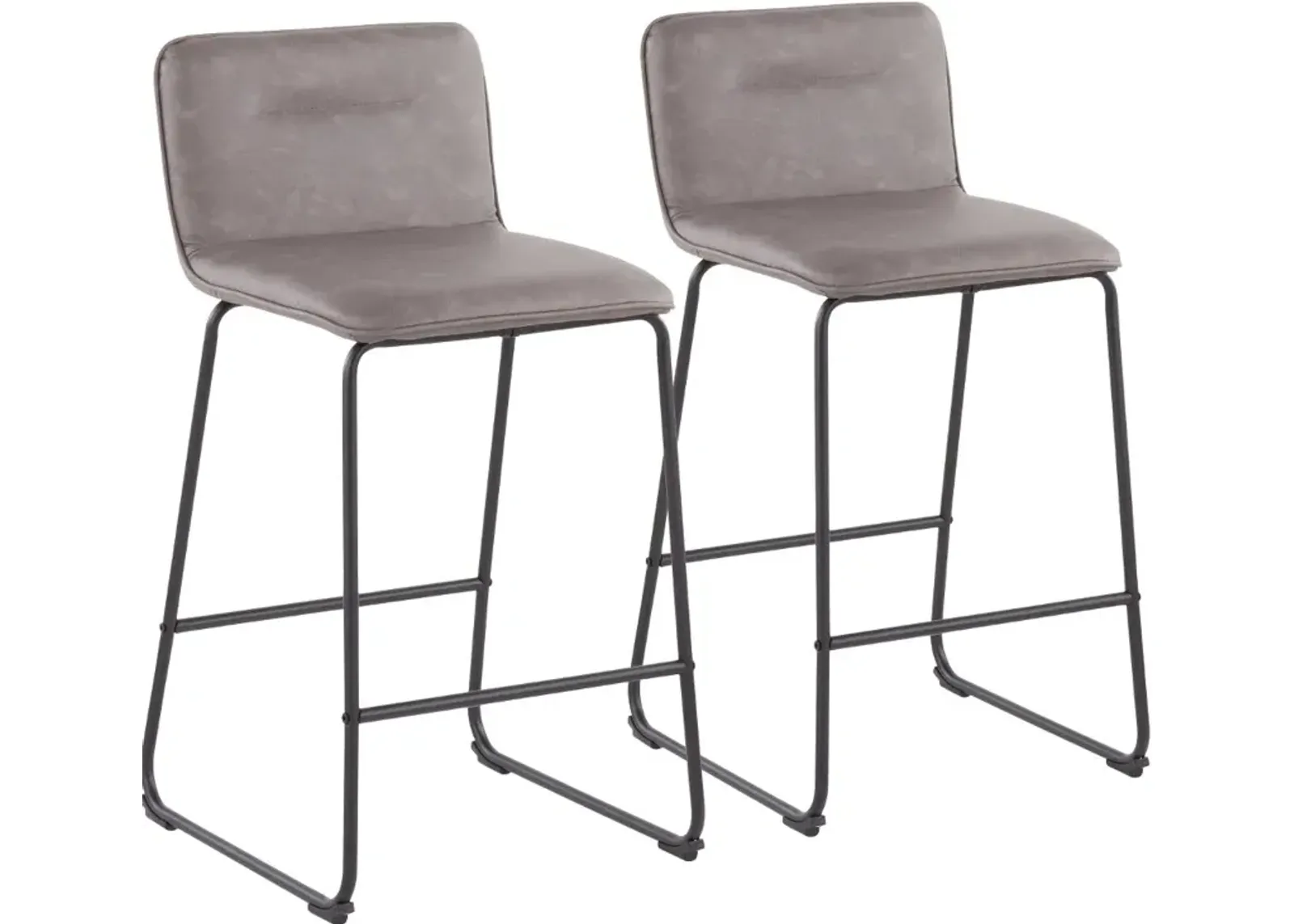 Casper Faux Leather Gray Counter Stool (Set of 2)