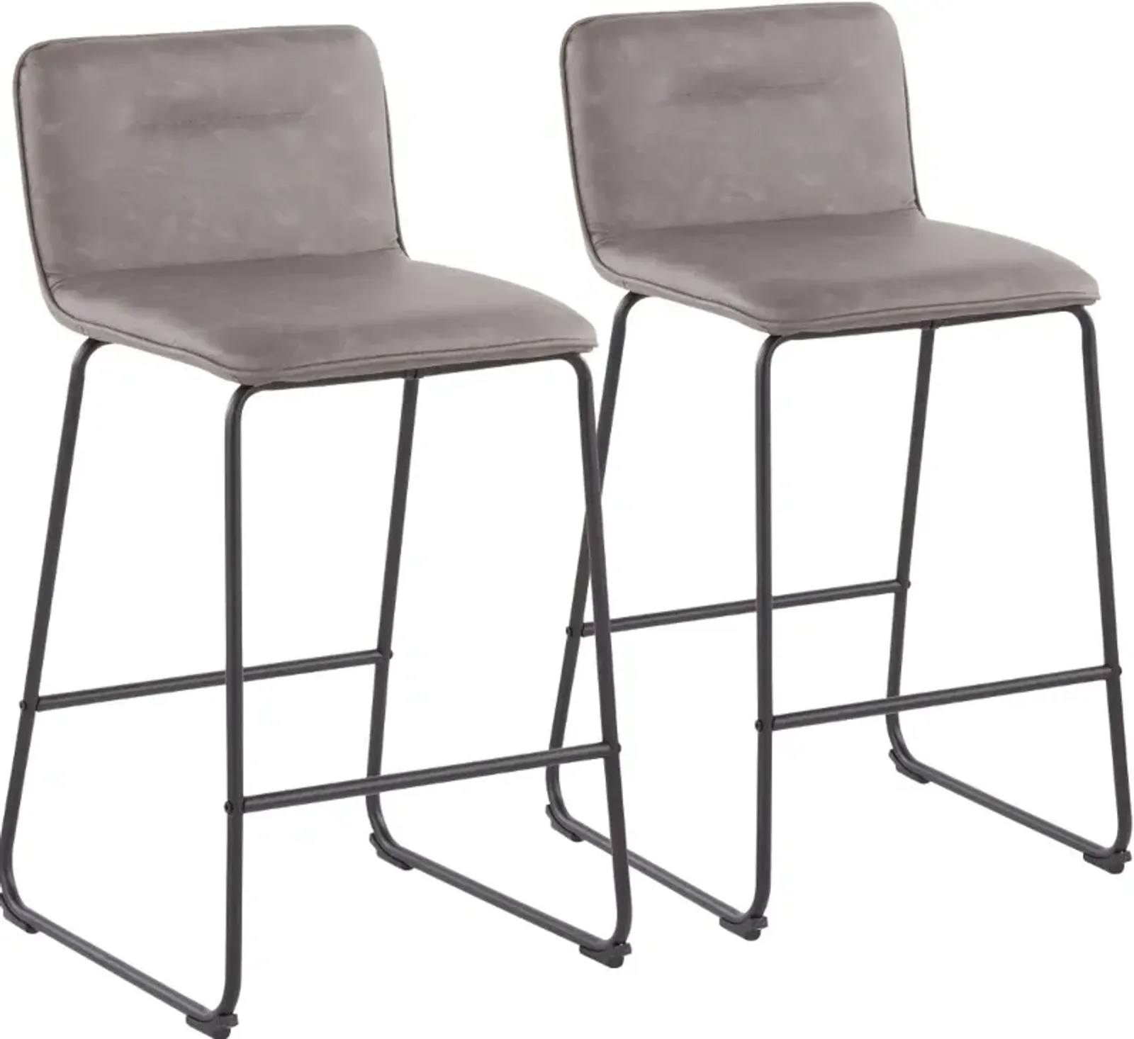 Casper Faux Leather Gray Counter Stool (Set of 2)